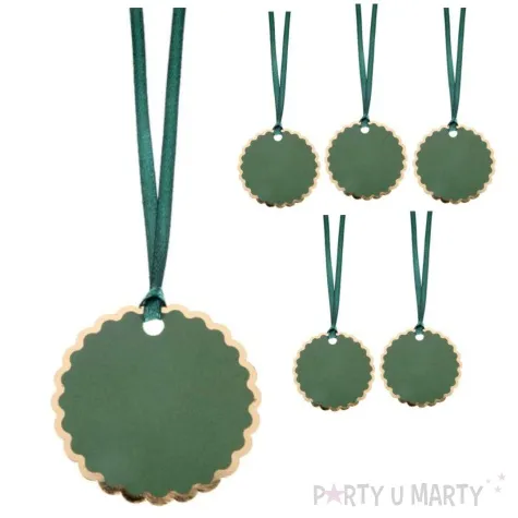 zawieszki do prezentow kolko z ornamentem santex zielony 6 szt