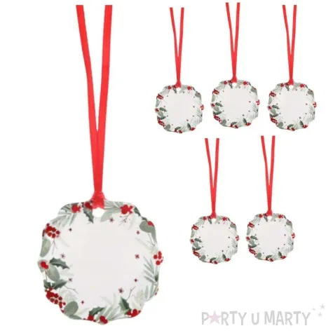 zawieszki do prezentow ostrokrzew santex czerwony 6 szt