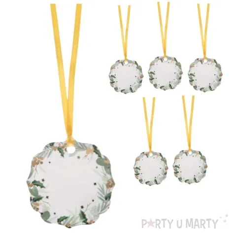 zawieszki do prezentow ostrokrzew santex zloty 6 szt