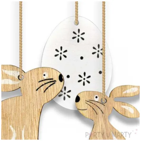 zawieszki drewniane zajaczki i jajko arpex 6 cm 3 szt