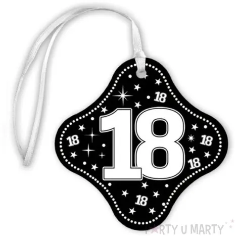 zawieszki na alkohol 18 urodziny black white 20 szt