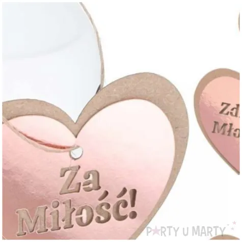 zawieszki na butelki slub serca rose gold dekolo 12 szt