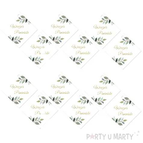 zawieszki na butelki wieczor panienski listki bialy congee 12 szt