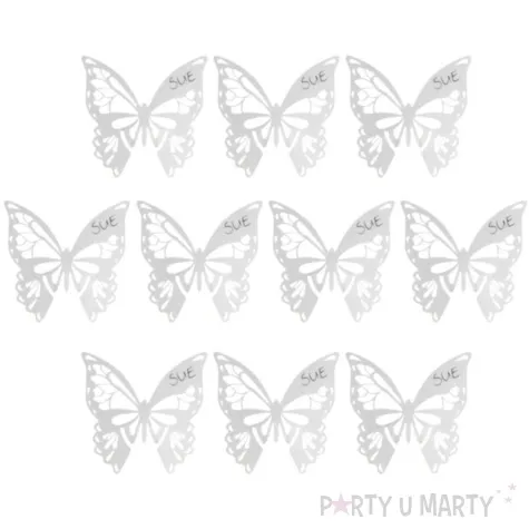 zawieszki na kieliszek motylki biale godan 10 szt