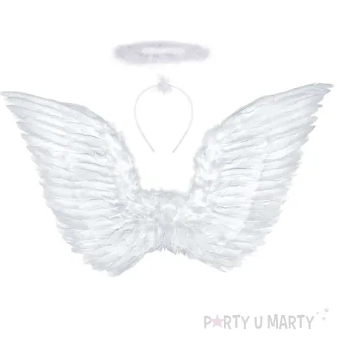 zestaw aniolek opaska skrzydla bialy
