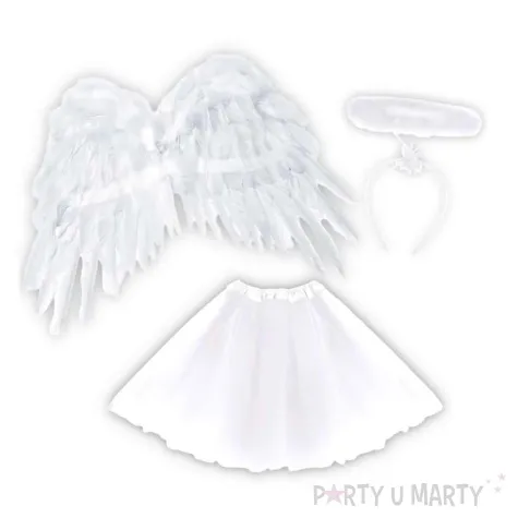 zestaw aniolek opaska skrzydla spodniczka tutu bialy