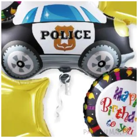 zestaw balonow foliowych happy birthday policyjne party jix 5 szt