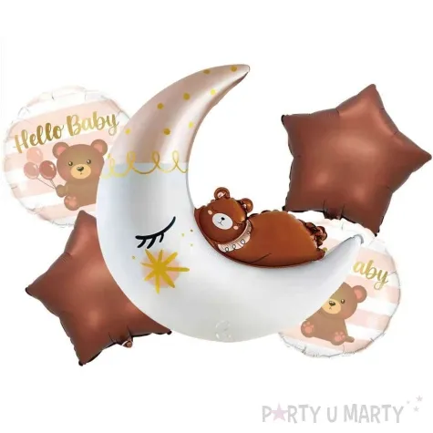 zestaw balonow foliowych hello baby mis na ksiezycu jix 5 szt