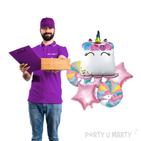 zestaw balonow foliowych jednorozec kwadratowy jix 5 szt