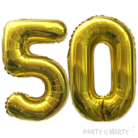 zestaw balonow foliowych liczba 50 zloty 15 dgt 2 szt