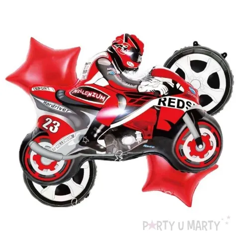 zestaw balonow foliowych motocykl scigacz czerwony jix 5 szt