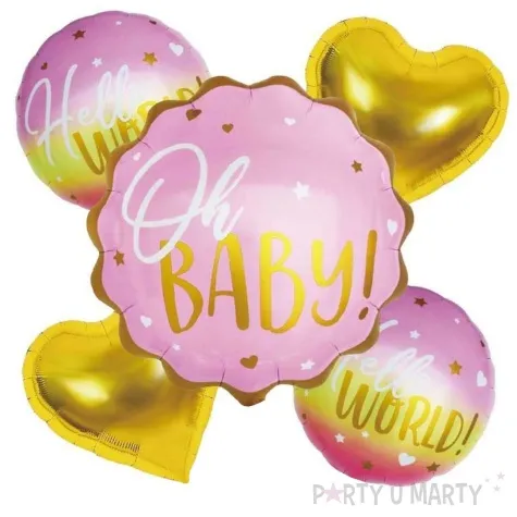 zestaw balonow foliowych oh baby baby shower girl jix 22 5 szt