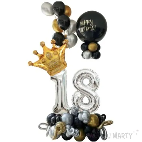 zestaw balonow happy birthday 18 w koronie glamour jix 56 szt