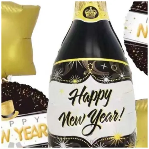 zestaw balonow happy new year butelka szampana i gwiazdki sylwester jix