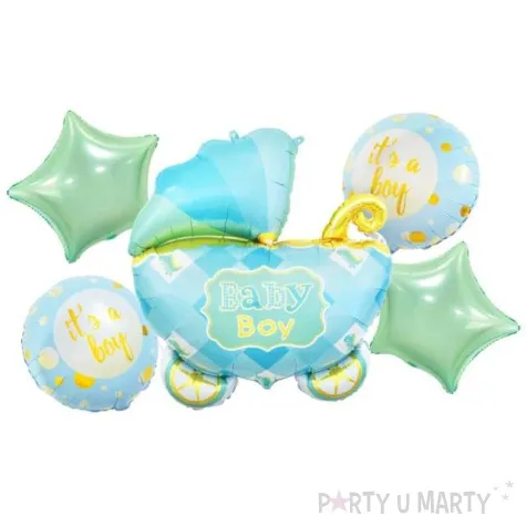 zestaw balonow its a boy baby boy wozek niebieski godan 5 szt shp