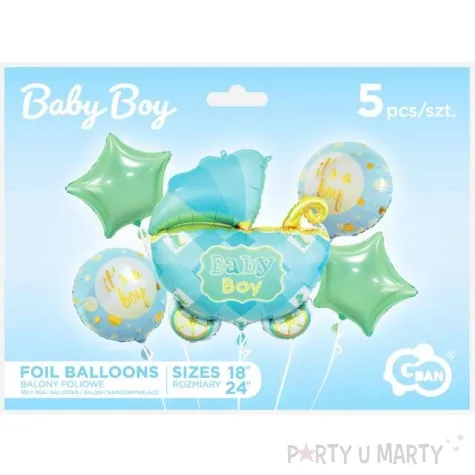 zestaw balonow its a boy baby boy wozek niebieski godan 5 szt shp