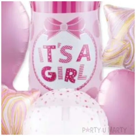 zestaw balonow its a girl butelka rozowy jix 6 szt