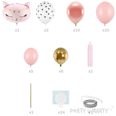 zestaw balonow kotek rozowy partydeco 83 x 140 cm