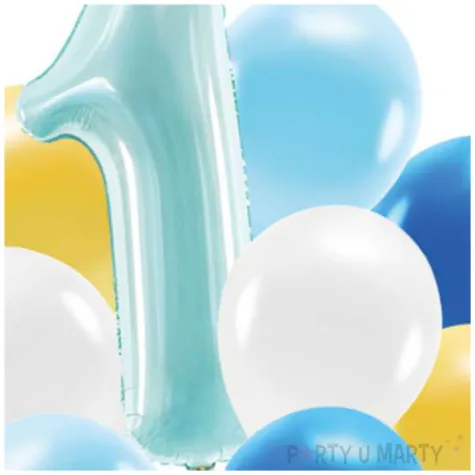 zestaw balonow roczek chlopca niebieski partydeco 9 szt