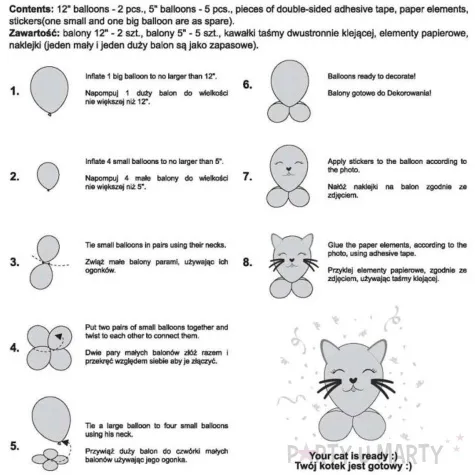 zestaw balonow urocze zwierzatka kotek godan 12