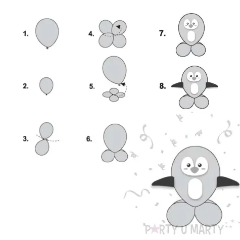 zestaw balonow urocze zwierzatka pingwin godan 12