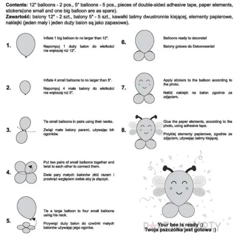 zestaw balonow urocze zwierzatka pszczolka godan 12