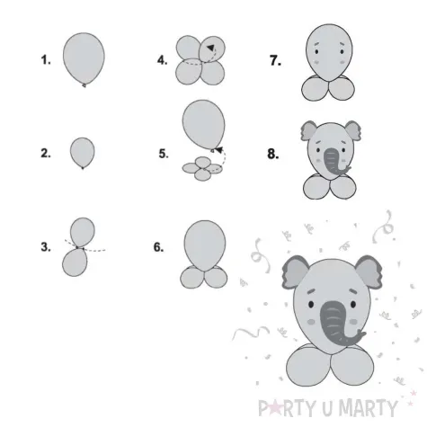 zestaw balonow urocze zwierzatka slon godan 12