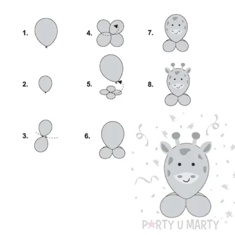 zestaw balonow urocze zwierzatka zyrafa godan 12