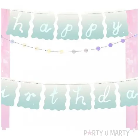 zestaw banerow na urodziny happy birthday w stylu pastelowych syrenek