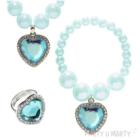 zestaw bizuterii gem heart serce turkusowy widmann