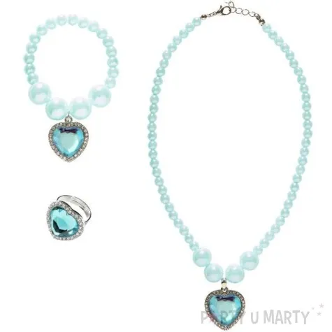 zestaw bizuterii gem heart serce turkusowy widmann