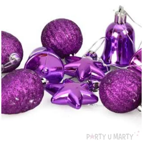 zestaw bombek swiateczny mix 12 fioletowy arpex