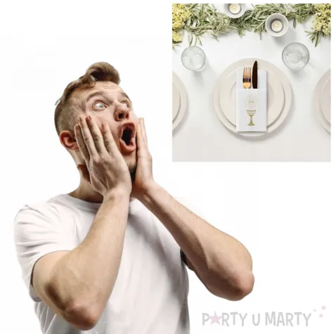 zestaw dekoracji na stol komunia swieta konwalie bieznik serwetki i kieszonki 46 szt