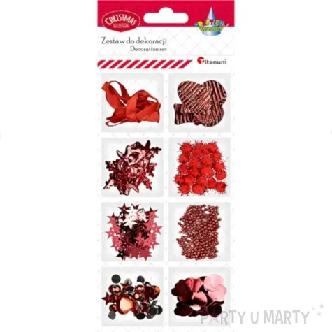 zestaw dekoracyjny boze narodzenie czerwony titanum