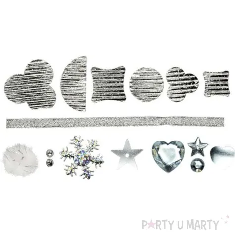 zestaw dekoracyjny boze narodzenie srebrny titanum