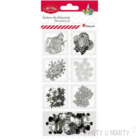 zestaw dekoracyjny boze narodzenie srebrny titanum