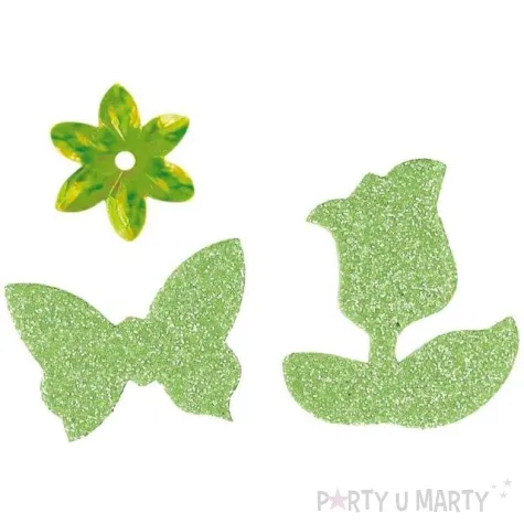 zestaw dekoracyjny naklejki cekiny motyle i kwiaty zielony titanum