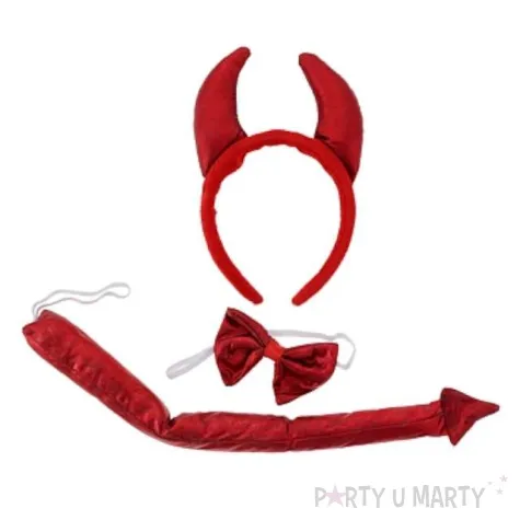 zestaw diabel satynowy czerwony godan