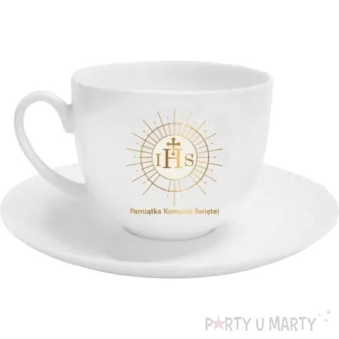 zestaw filizanka komunijna pamiatka komunii swietej hostia biala bgtech 220 ml