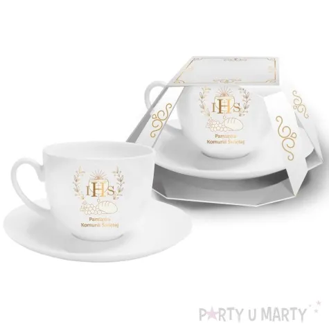 zestaw filizanka komunijna pamiatka komunii swietej kielich biala bgtech 220 ml