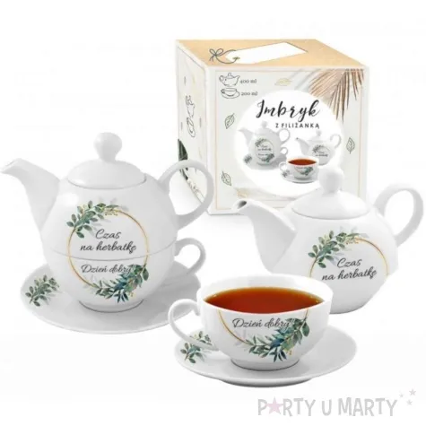 zestaw filizanka z imbrykiem duo czas na herbatke bgtech 2 szt