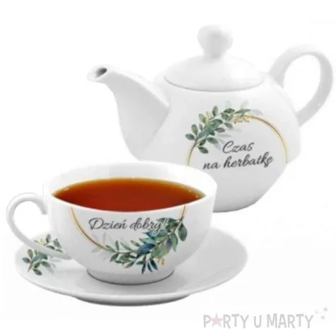 zestaw filizanka z imbrykiem duo czas na herbatke bgtech 2 szt