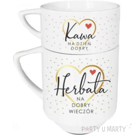 zestaw filizanka z kubkiem kawa na dzien dobry herbata na dobry wieczor bgtech 2 szt