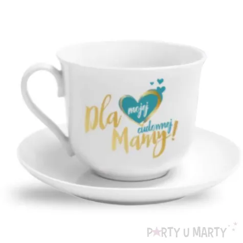 zestaw filizanka ze spodkiem dla mojej cudownej mamy biala bgtech 400 ml