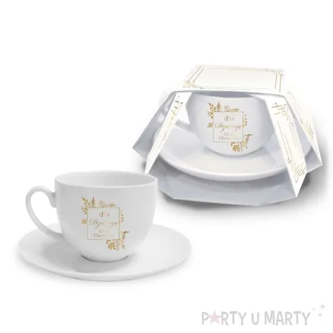 zestaw filizanka ze spodkiem dziekuje ci ojcze chrzestny bgtech 220 ml