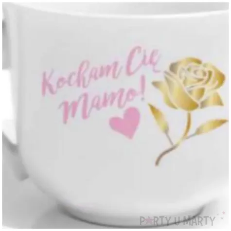 zestaw filizanka ze spodkiem kocham cie mamo roza biala bgtech 400 ml