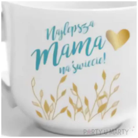 zestaw filizanka ze spodkiem najlepsza mama na swiecie biala bgtech 400 ml