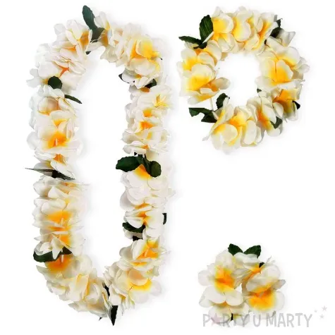 zestaw hawaje opaska bransoletka naszyjnik bialy widmann