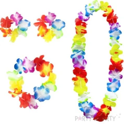 zestaw hawajski classic naszyjnik opaska bransoletki mix partypal