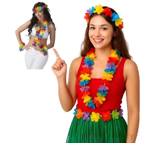 zestaw hawajski naszyjnik opaska bransoletki mix boland